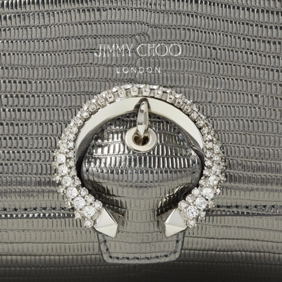 Shop Jimmy Choo Wallet W/chain In Gunmetal/silver