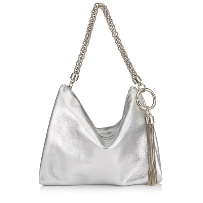 Jimmy Choo Callie Metallic Leather Clutch In Silver