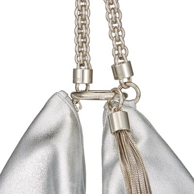 Jimmy Choo Callie Metallic Leather Clutch In Silver