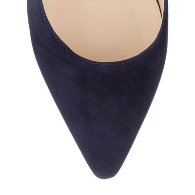 ROMY 85 Navy Suede Pointy Toe Pumps