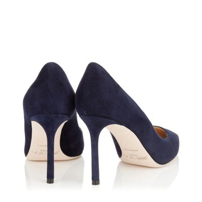 ROMY 85 Navy Suede Pointy Toe Pumps