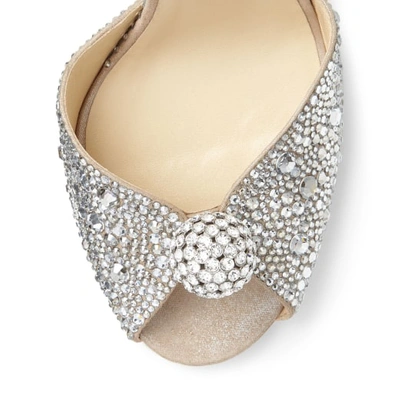 Jimmy Choo Sacora Peep-toe Crystal-embellished Leather Sandals In Nude/crystal