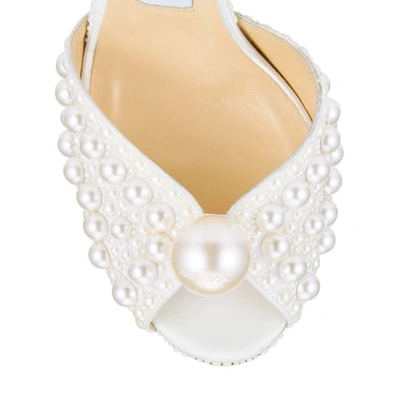 Jimmy Choo Sacora 100 All-over Pearl Sandals In Satin In Neutral