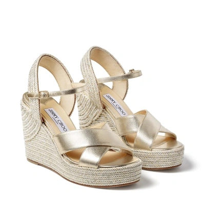 Jimmy Choo Dellena 100 Espadrille Wedges In Champagne/champagne Mix