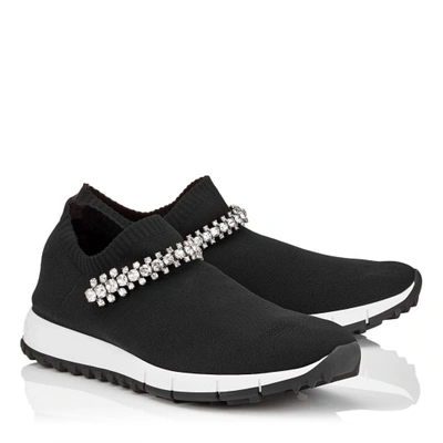 VERONA Black Knit Trainers with Crystal Detailing