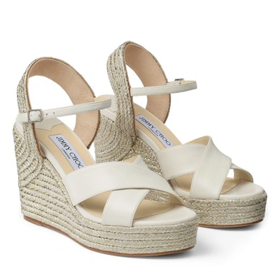 Jimmy Choo Heel Wedge Sandals Cross Straps In Neutral