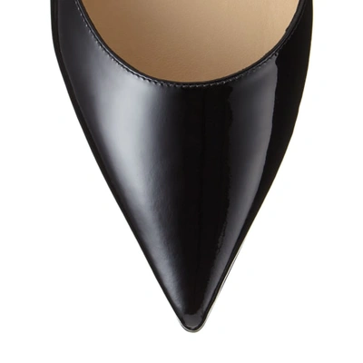 Jimmy Choo 'bing Flat' Crystal Strap Patent Leather Mules In Black