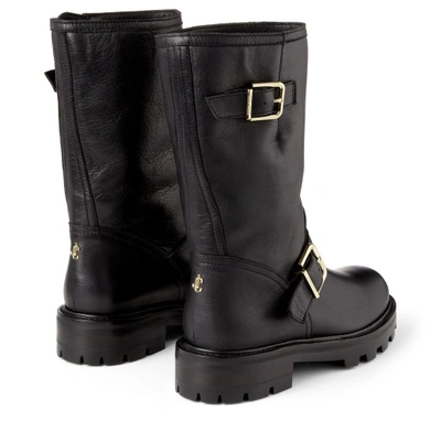 Jimmy Choo Black Leather Biker Boots In Black