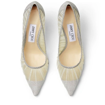 Jimmy Choo Love 85 Metallic Glitter Pumps In Ivory/silver
