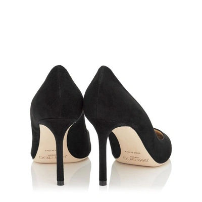 ROMY 85 Black Suede Pointy Toe Pumps