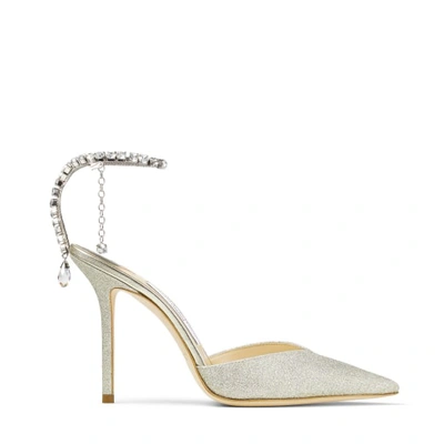 Shop Jimmy Choo Saeda 100 In Platinum Ice/crystal