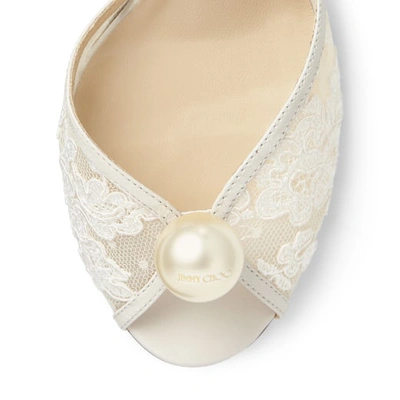 Jimmy Choo Sacora 100 Floral Lace With Pearl Sandal In Neutral