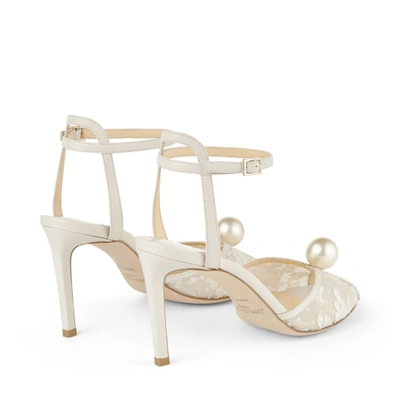 Jimmy Choo Sacora 100 Floral Lace With Pearl Sandal In Neutral