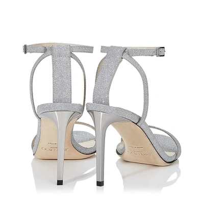 MINNY 85 Silver Fine Glitter Leather Sandals