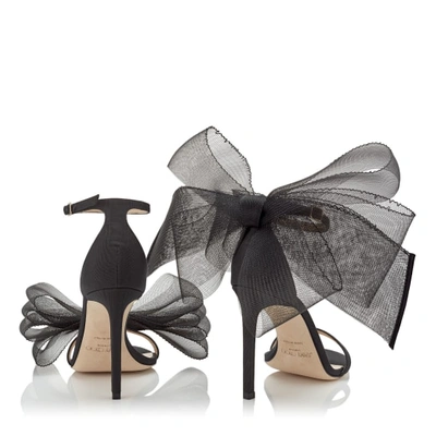Jimmy Choo Aveline Asymmetric Satin Sandals In Black