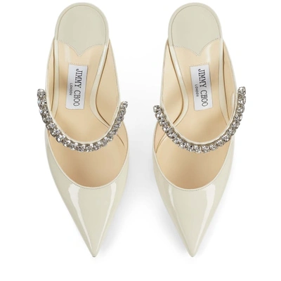 Jimmy Choo Bing 100 Crystal-embellished Patent-leather Mules In Linen