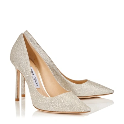 Jimmy Choo Romy 100 Glitter Pumps In Platinum Ice