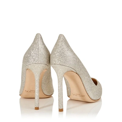 Jimmy Choo Romy 100 Glitter Pumps In Platinum Ice