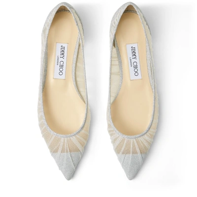 Shop Jimmy Choo Love Flat In Ivory/silver