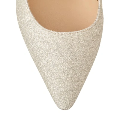 Jimmy Choo Romy 100 Glittered Leather Pumps In Platinum Ice