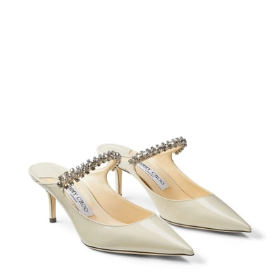 BING 65 Linen Patent Leather Mules with Crystal Strap