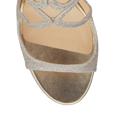 LANCE/PF 100 Platinum Ice Dusty Glitter Fabric Strappy Sandals