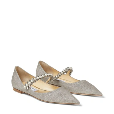 Shop Jimmy Choo Baily Flat In Platinum Ice