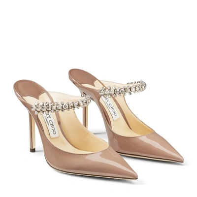 Jimmy Choo Womens Ballet Pink Bing 100 Crystal-embellished Patent-leather Heeled Mules In Ballet Pink