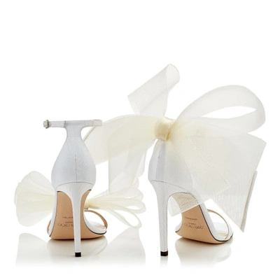 Jimmy Choo Aveline 100 Bow-embellished Grosgrain Sandals In Latte/latte