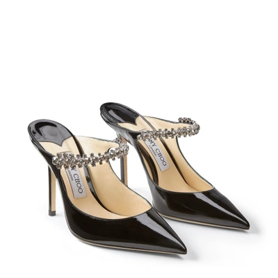 Jimmy Choo Bing 100 Crystal-embellished Patent-leather Mules In Black