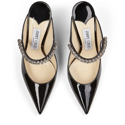 Jimmy Choo Bing 100 Crystal-embellished Patent-leather Mules In Black