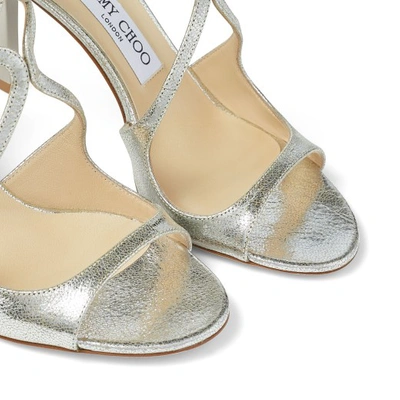 IVETTE Champagne Glitter Leather Strappy Sandals