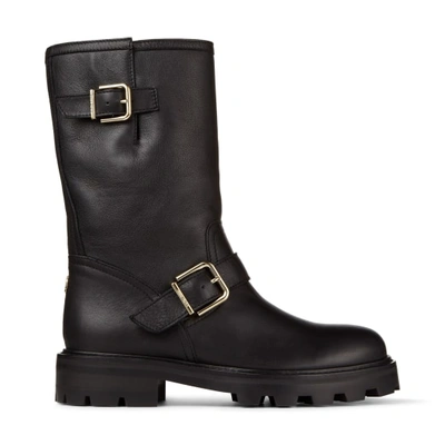 Jimmy Choo Black Leather Biker Boots In Black