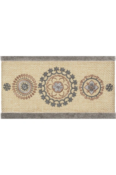 Linum Home Turkish Cotton Geometric Design Bath Towel In Dark Grey