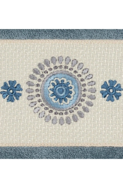 Linum Home Turkish Cotton Geometric Design Hand Towel In Teal