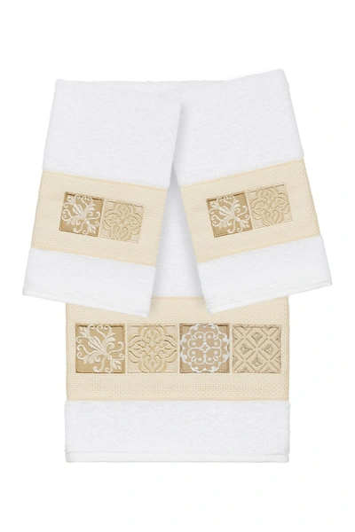 Linum Home Vivian 3-piece Embellished Towel In White
