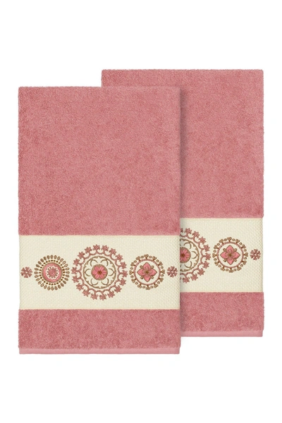 Linum Home Isabell Embellished Bath Towel In Tea Rose
