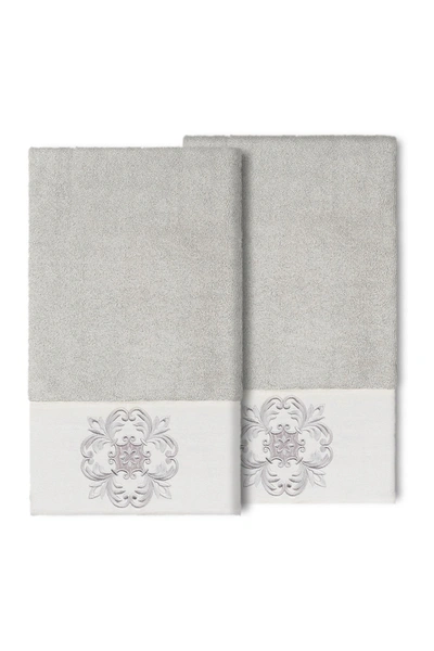 Linum Home Alyssa Embellished Bath Towel In Light Gray