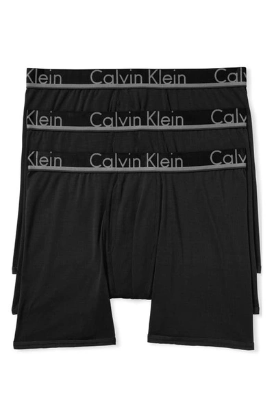 Shop Calvin Klein 3-pack Comfort Microfiber Boxer Briefs In Black
