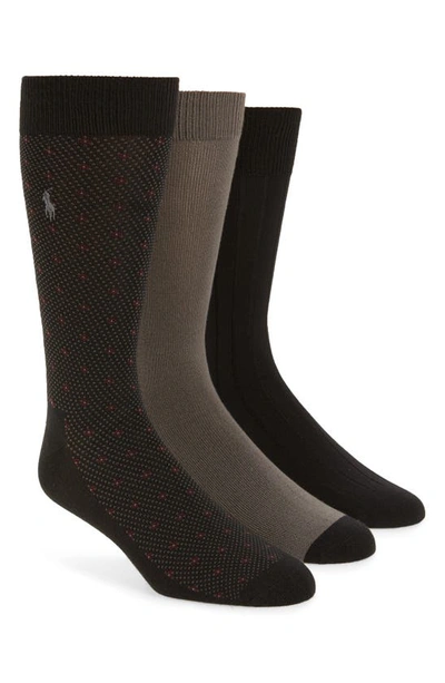 Shop Polo Ralph Lauren Assorted 3-pack Supersoft Dress Socks In Black