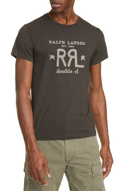 Shop Rrl Logo Graphic Tee In Faded Black