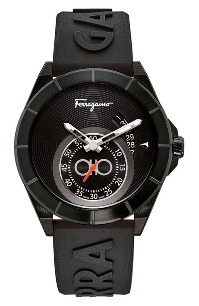 Shop Ferragamo Silicone Strap Watch; 43mm In Black