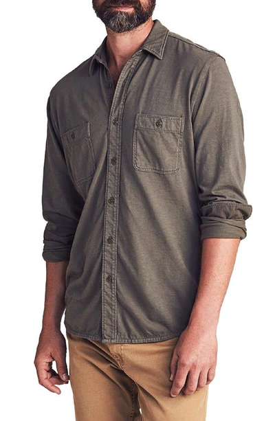 Shop Faherty Knit Seasons Button-up Shirt In Olive
