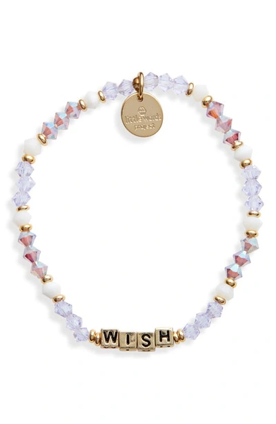 Shop Little Words Project Wish Beaded Stretch Bracelet In Sug/ Gold