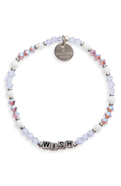 Shop Little Words Project Wish Beaded Stretch Bracelet In Sug/ Silver