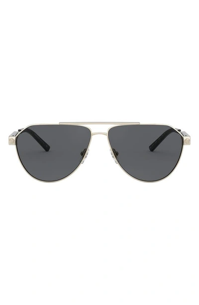 Shop Versace 62mm Oversize Aviator Sunglasses In Gold/ Grey Solid