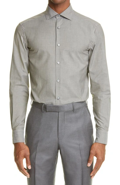 Shop Ermenegildo Zegna Premium Cotton Button-up Shirt In Grey