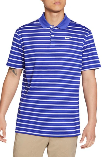 Shop Nike Dri-fit Victory Polo Shirt In Lapis/ Concord/ White/ White