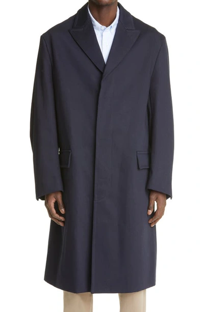 Shop Ami Alexandre Mattiussi Oversize Cotton Coat In Navy