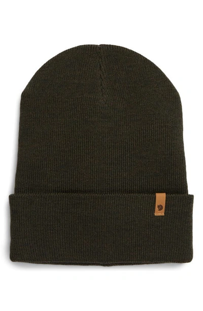 Shop Fjall Raven Classic Knit Hat In Dark Olive
